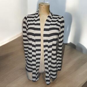 Classic Black and White Striped Women's Cardigan